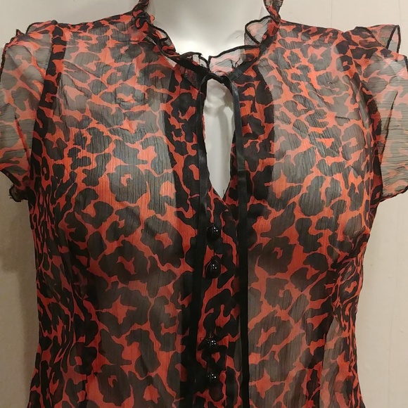 Atmosphere UK Leopard Print Button Up Sheer Blouse - Picture 4 of 7